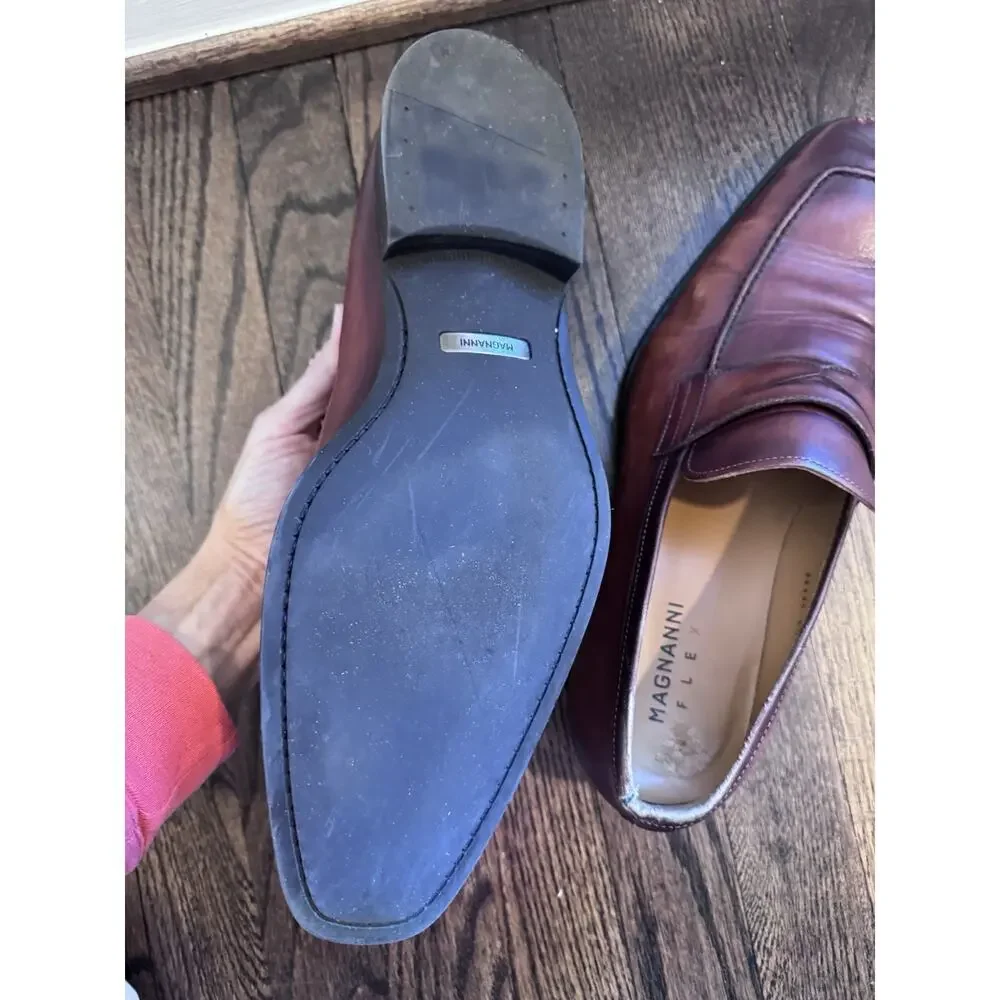 MAGNANNI Men's Leather Penny Loafers Cognac Men's Sz 11.5